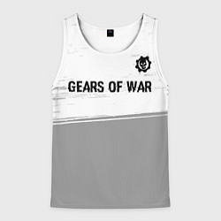 Майка-безрукавка мужская Gears of War glitch на светлом фоне: символ сверху, цвет: 3D-белый
