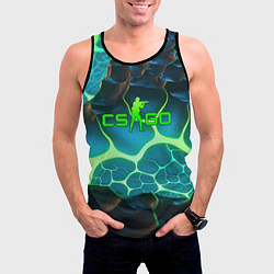 Майка-безрукавка мужская CSGO разлом неоновых плит, цвет: 3D-черный — фото 2