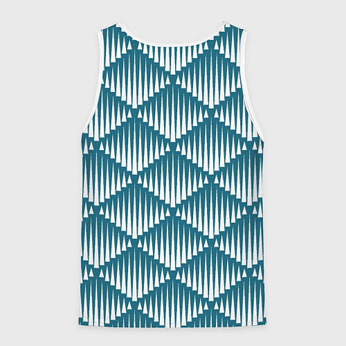 Мужская майка без рукавов Большие синие вдавленные ромбы / 3D-Белый – фото 2