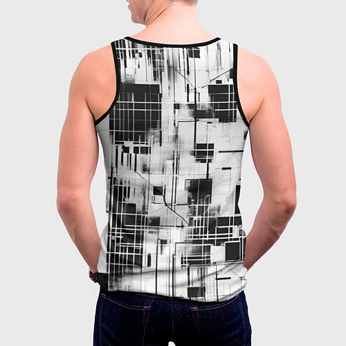 Мужская майка без рукавов Кибер Сетка гранж / 3D-Черный – фото 4