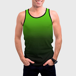 Майка-безрукавка мужская Градиент ядовитый зеленый - черный, цвет: 3D-черный — фото 2
