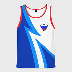 Майка-безрукавка мужская Флаг России в сердечке - синий, цвет: 3D-красный