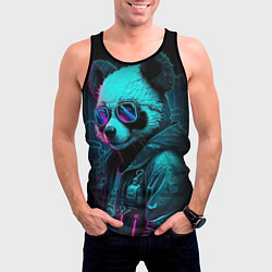 Майка-безрукавка мужская Панда в стиле киберпанк, цвет: 3D-черный — фото 2