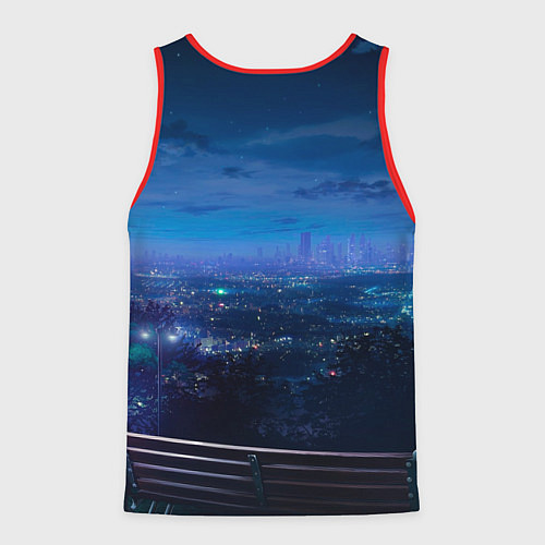 Мужская майка без рукавов Синий город / 3D-Красный – фото 2