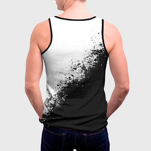 Мужская майка без рукавов Fox motocross - черно-белые пятна / 3D-Черный – фото 4