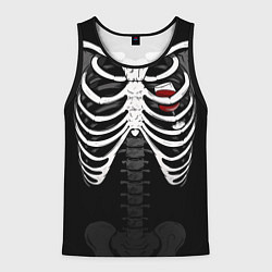 Майка-безрукавка мужская Скелет: ребра с винишком, цвет: 3D-черный