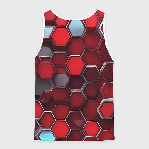 Мужская майка без рукавов Cyber hexagon red / 3D-Белый – фото 2