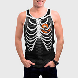 Майка-безрукавка мужская Скелет: ребра с лисой, цвет: 3D-белый — фото 2