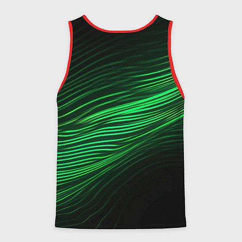 Мужская майка без рукавов Green neon lines / 3D-Красный – фото 2