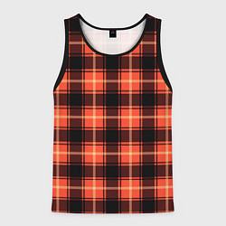 Майка-безрукавка мужская Шотландка чёрно-коралловый, цвет: 3D-черный