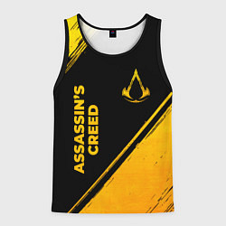 Мужская майка без рукавов Assassins Creed - gold gradient: надпись, символ