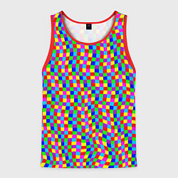 Майка-безрукавка мужская Цветные клетки искажение, цвет: 3D-красный