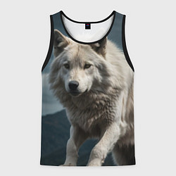 Майка-безрукавка мужская Белый волк вожак стаи, цвет: 3D-черный