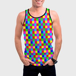 Майка-безрукавка мужская Разноцветные плитки, цвет: 3D-черный — фото 2