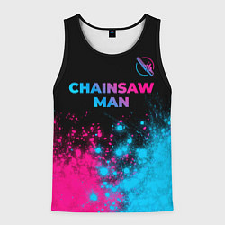 Мужская майка без рукавов Chainsaw Man - neon gradient: символ сверху