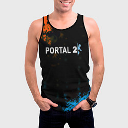 Майка-безрукавка мужская Portal game, цвет: 3D-черный — фото 2