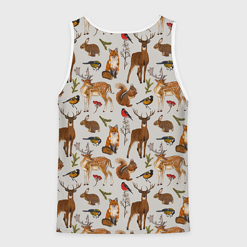 Мужская майка без рукавов Лесные животные / 3D-Белый – фото 2