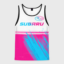 Мужская майка без рукавов Subaru neon gradient style: символ сверху