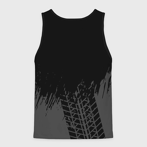 Мужская майка без рукавов Chery speed на темном фоне со следами шин: символ / 3D-Черный – фото 2