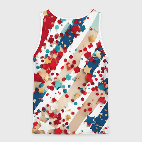 Мужская майка без рукавов Новогодние линии красный синий / 3D-Белый – фото 2