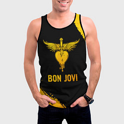 Майка-безрукавка мужская Bon Jovi - gold gradient, цвет: 3D-черный — фото 2