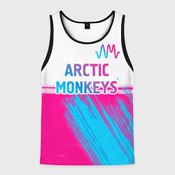 Майка-безрукавка мужская Arctic Monkeys neon gradient style: символ сверху, цвет: 3D-черный
