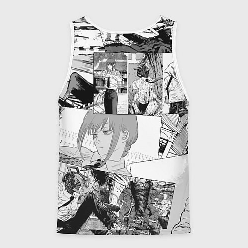 Мужская майка без рукавов Человек Бензопила манга / 3D-Белый – фото 2