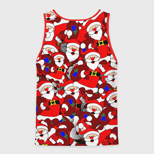 Мужская майка без рукавов Новогодний паттерн с дедами морозами / 3D-Красный – фото 2