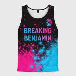 Майка-безрукавка мужская Breaking Benjamin - neon gradient: символ сверху, цвет: 3D-черный