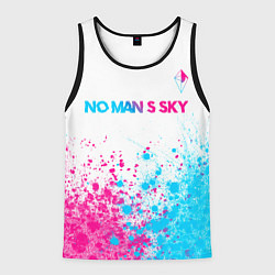 Мужская майка без рукавов No Mans Sky neon gradient style: символ сверху