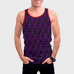 Майка-безрукавка мужская Фиолетовые ромбы на чёрном фоне, цвет: 3D-красный — фото 2