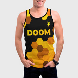 Майка-безрукавка мужская Doom - gold gradient: символ сверху, цвет: 3D-черный — фото 2