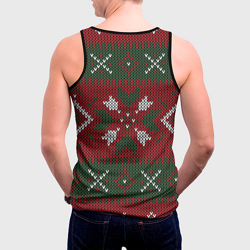 Мужская майка без рукавов Скандинавские узоры крючком / 3D-Черный – фото 4