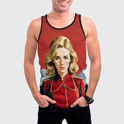 Майка-безрукавка мужская Девушка в красной униформе, цвет: 3D-черный — фото 2