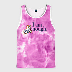 Майка-безрукавка мужская I am kenough - розовый тай-дай, цвет: 3D-белый