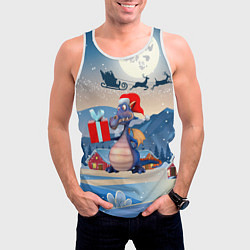 Майка-безрукавка мужская Новогодний дракон 2024, цвет: 3D-белый — фото 2