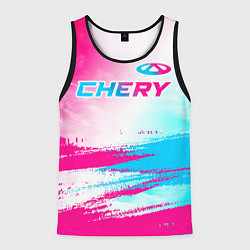 Мужская майка без рукавов Chery neon gradient style: символ сверху