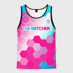 Мужская майка без рукавов The Witcher neon gradient style: символ сверху