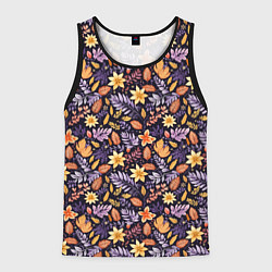 Мужская майка без рукавов Паттерн из листочков и цветочков