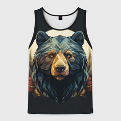 Майка-безрукавка мужская Арт осенний медведь, цвет: 3D-черный