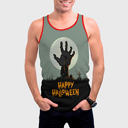 Майка-безрукавка мужская Halloween - рука мертвеца, цвет: 3D-красный — фото 2
