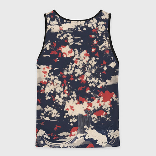 Мужская майка без рукавов Японский замок в облаках / 3D-Черный – фото 2