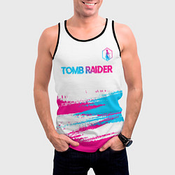 Майка-безрукавка мужская Tomb Raider neon gradient style посередине, цвет: 3D-черный — фото 2