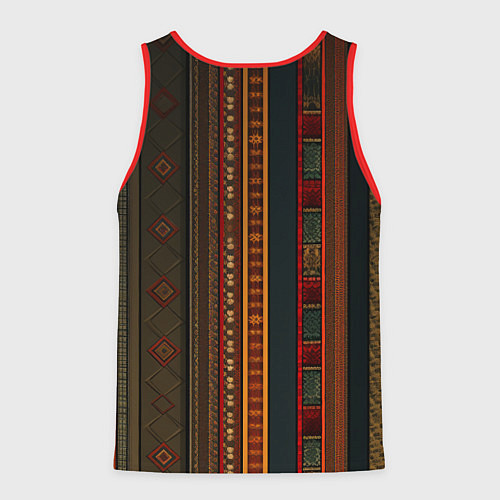 Мужская майка без рукавов Этнический узор в вертикальную полоску / 3D-Красный – фото 2