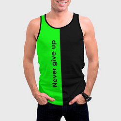 Майка-безрукавка мужская Never give up мотивация красно-зелёный, цвет: 3D-черный — фото 2