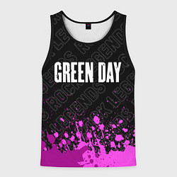 Майка-безрукавка мужская Green Day rock legends посередине, цвет: 3D-черный