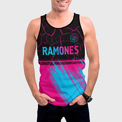 Майка-безрукавка мужская Ramones - neon gradient посередине, цвет: 3D-черный — фото 2