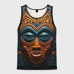Майка-безрукавка мужская Африканские маски, цвет: 3D-черный