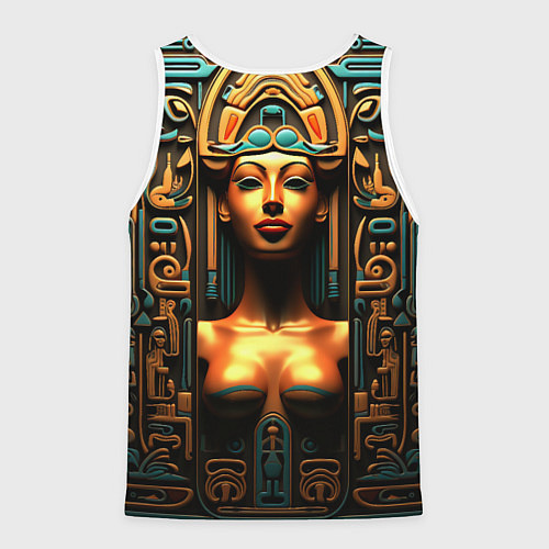Мужская майка без рукавов Орнамент в египетском стиле, бюст Нефертити / 3D-Белый – фото 2