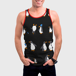 Майка-безрукавка мужская Веселая семья пингвинов, цвет: 3D-красный — фото 2